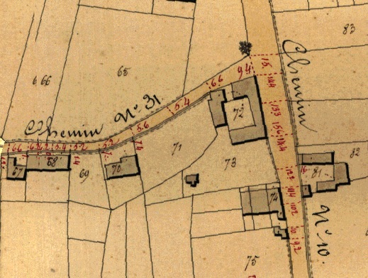 Ligging Hof van Oprode op de Kadasterkaart 1841 (uitvergroot)